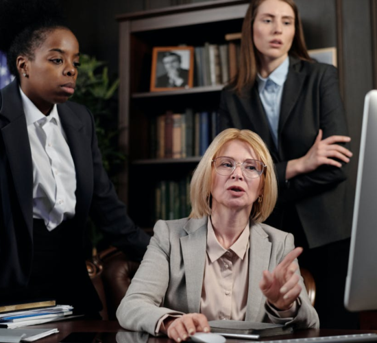 female lawyers looking at the computer screen