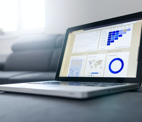 Analytics data on the laptop screen