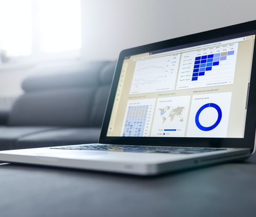 Analytics data on the laptop screen