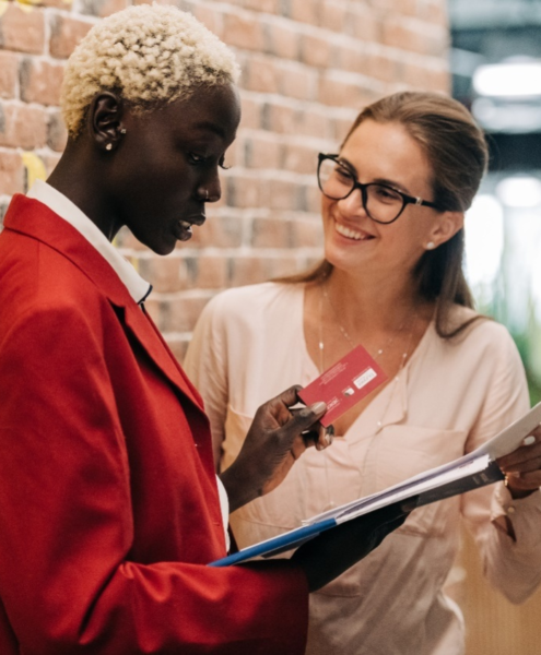 Two women having a discussion