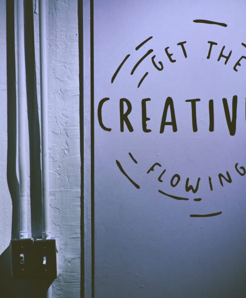 sign that says "get the creativity flowing"