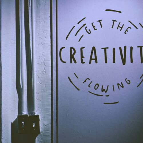 sign that says "get the creativity flowing"