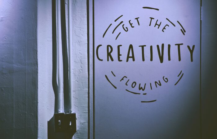 sign that says "get the creativity flowing"