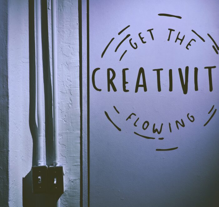 sign that says "get the creativity flowing"