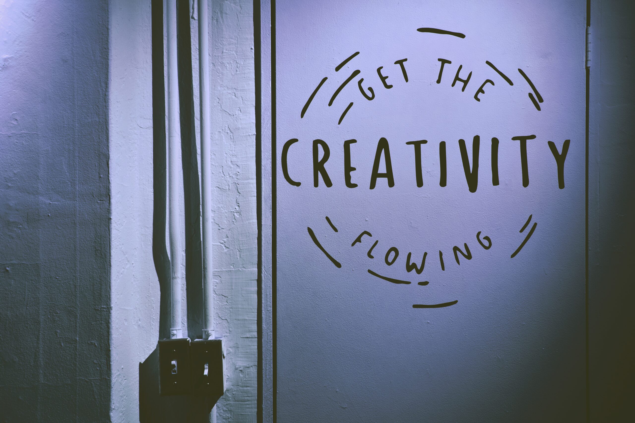 sign that says "get the creativity flowing"