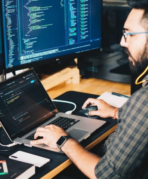 A person working on their computer.