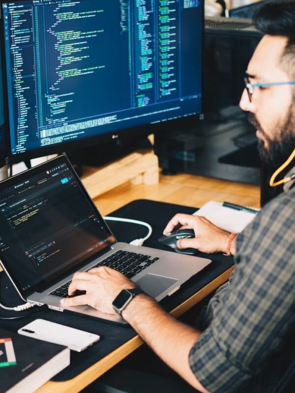 A person working on their computer.