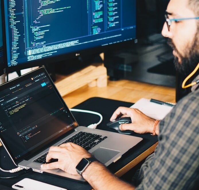 A person working on their computer.