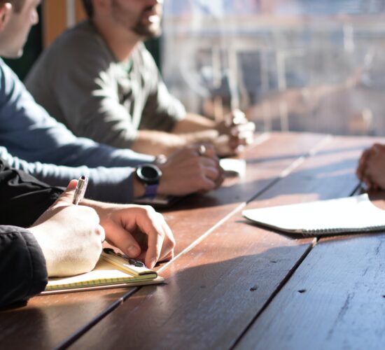 people talking at the table