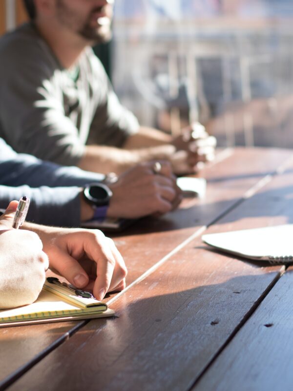 people talking at the table