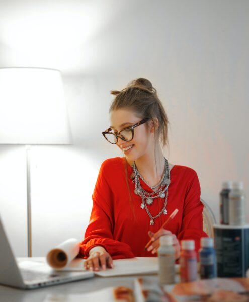 woman working from home at a no phone, fully remote job