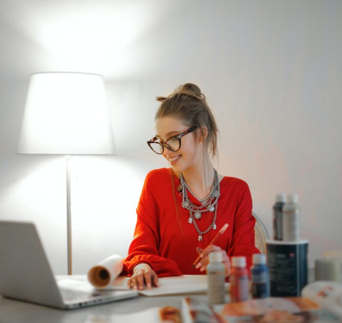 woman working from home at a no phone, fully remote job