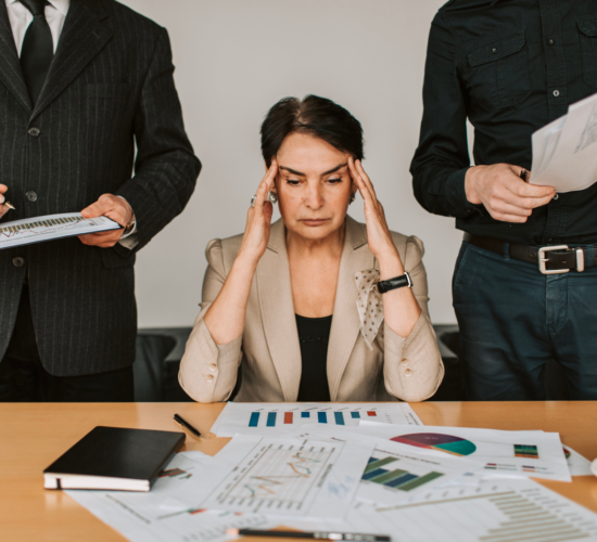 A woman looks stressed