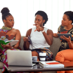 A group of female entrepreneurs discusses their plans