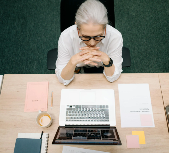 A healthcare administrator works in an office