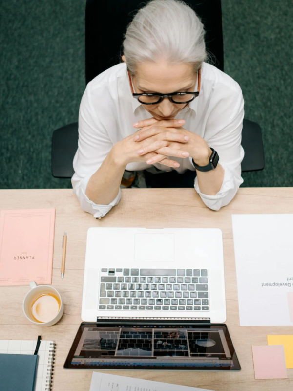 A healthcare administrator works in an office