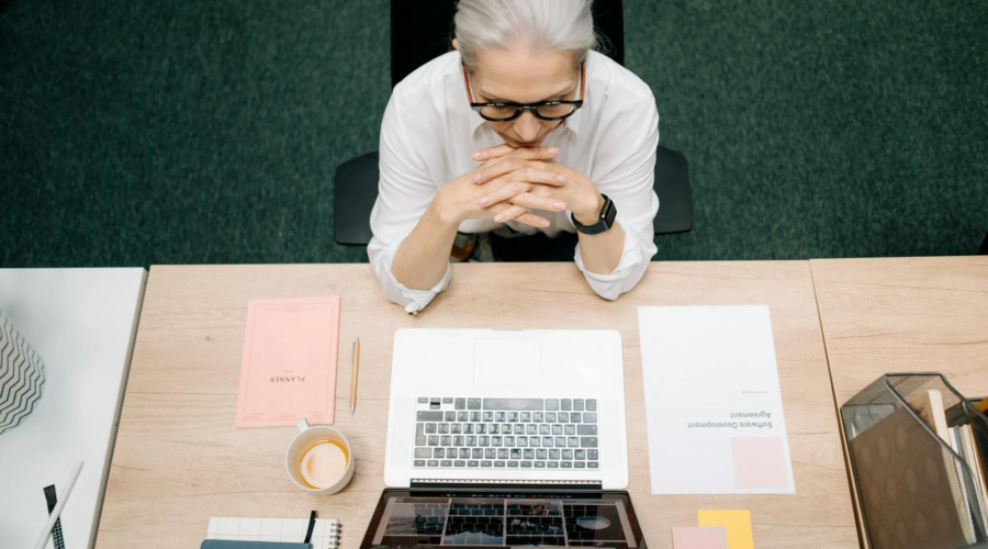 A healthcare administrator works in an office