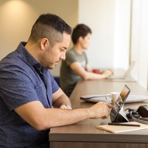 A man researches for his pitch