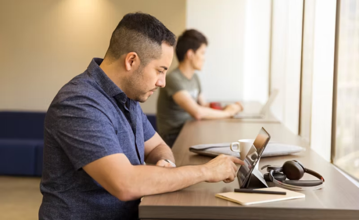 A man researches for his pitch