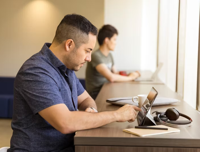 A man researches for his pitch