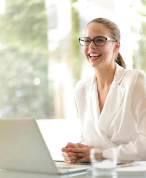 A manager smiles in her leadership role