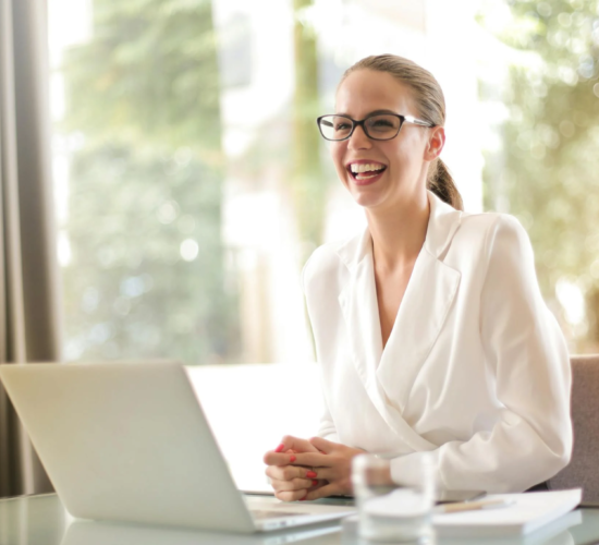 A manager smiles in her leadership role