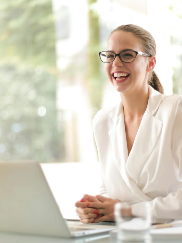 A manager smiles in her leadership role