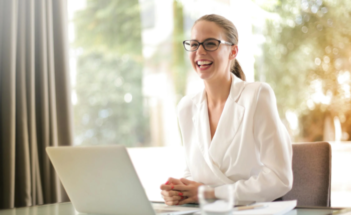 A manager smiles in her leadership role