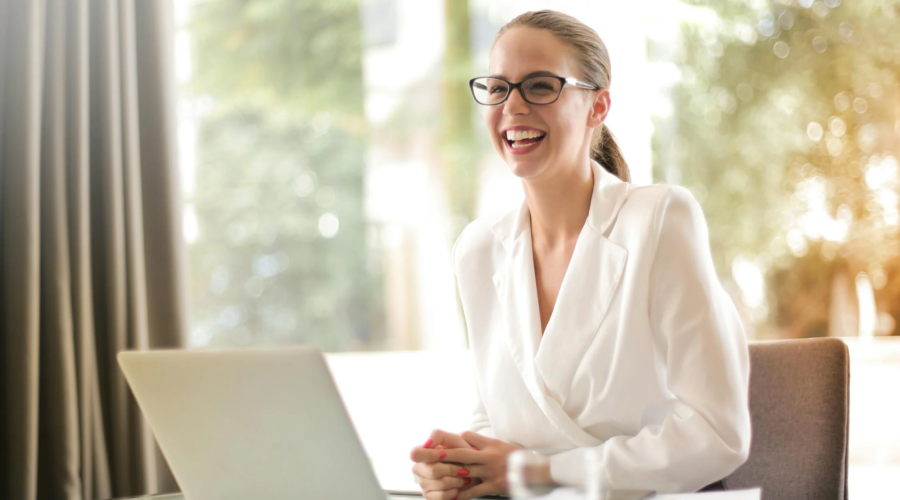 A manager smiles in her leadership role